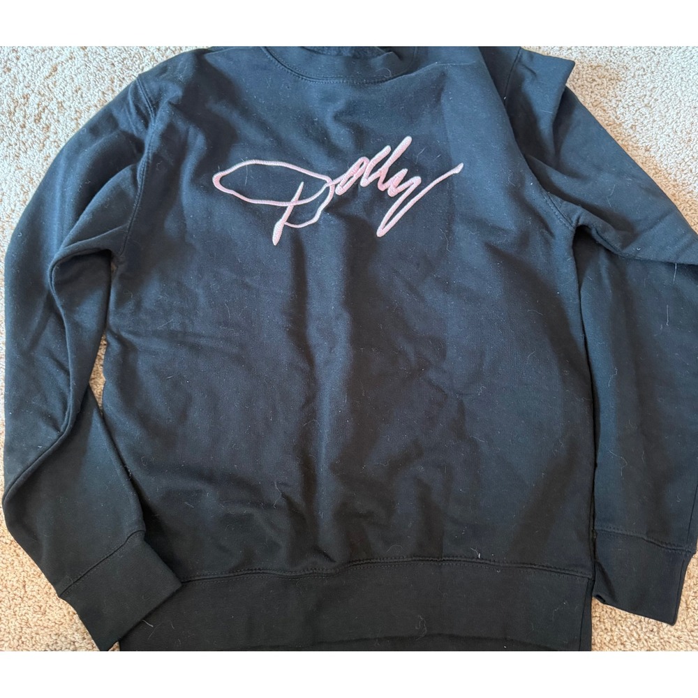 Dolly Parton Signature Sweatshirt Black Pink Graphic Crewneck Pullover JHA030 S